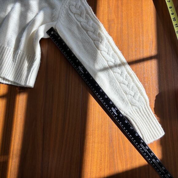 MONKL Cable Knit Cardigan Sweater Ivory with Button Detail Women's Size Small - Picture 4 of 10